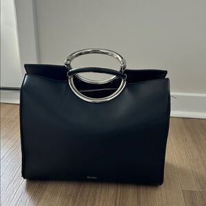 BCBG Black Tote with Silver Handles